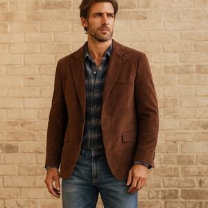 Vintage Pagano West Western Tailored Sports Coat Blazer Brown Suede Made in USA